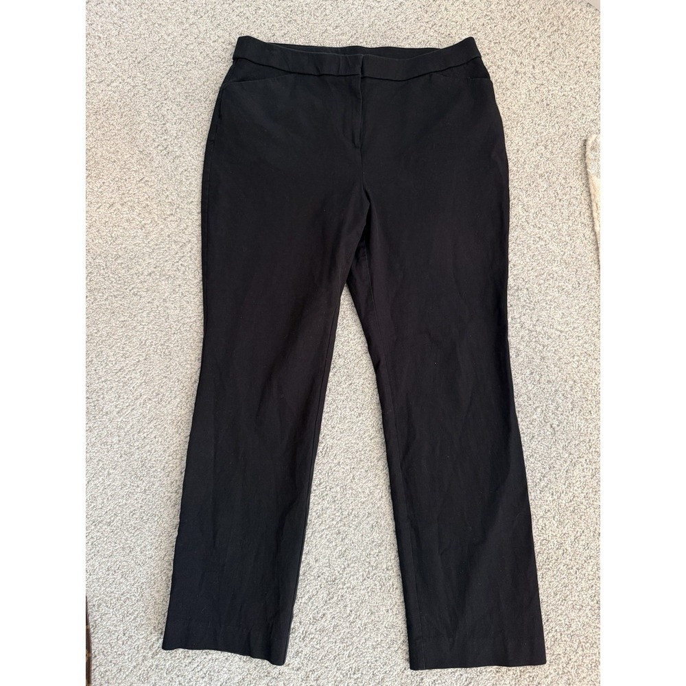 Chicos Dress Pants Womens 2 Black Straight Leg, Front Zipper Cotton Blend